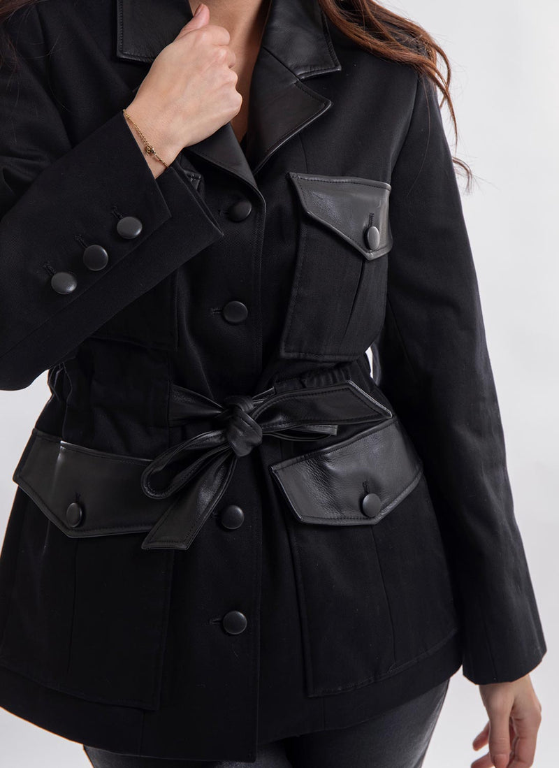 The Kooples - Veste Bi-Matière - Black - Femme