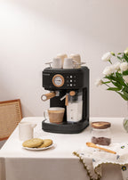 Thera Retro Pro - Semi-Automatic 20-Bar Espresso Coffee Machine - Black
