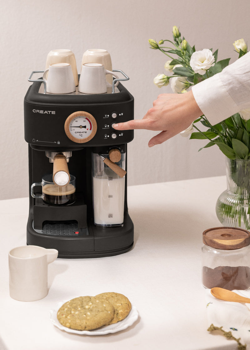 Thera Retro Pro - Cafetera espresso semiautomática 20 barras - Negra