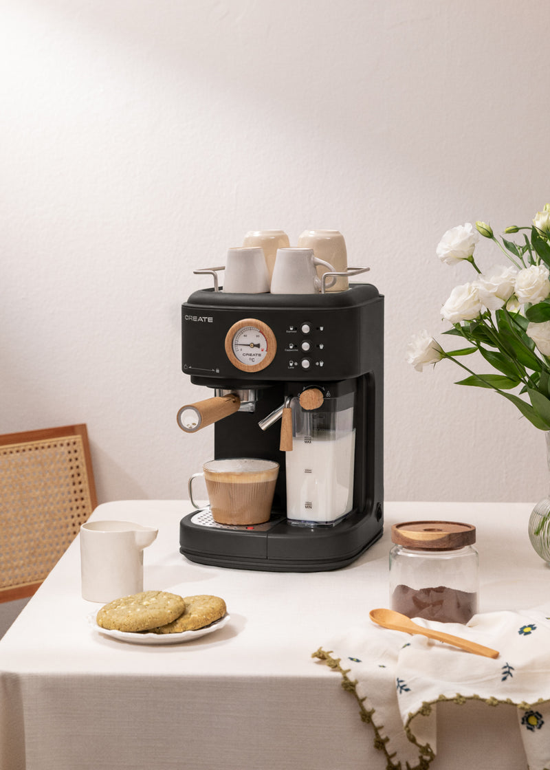 Thera Retro Pro - Cafetera espresso semiautomática 20 barras - Negra