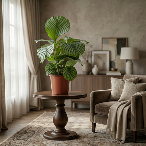 Calathea Orbifolia – Planta pavo real | Maceta 21 cm, Altura 60 cm
