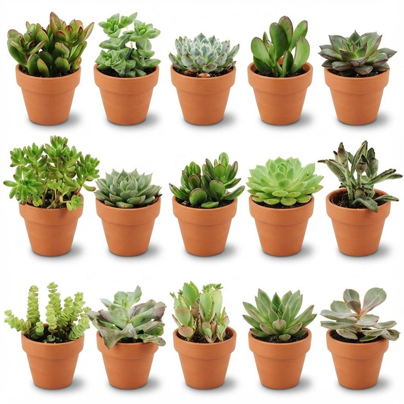 Colección mini cactus y suculentas x15 - Macetas de terracota incluidas