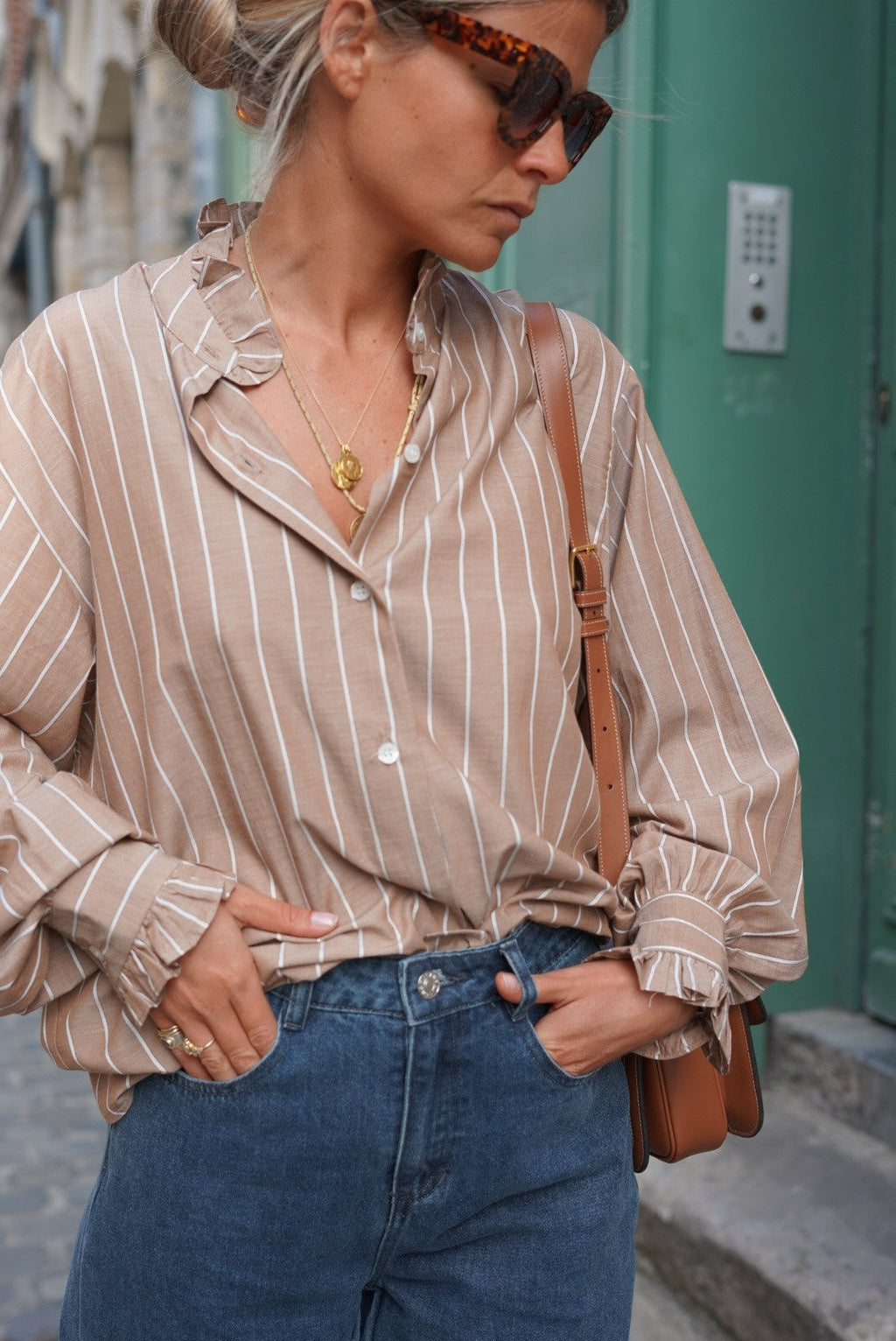 Garance Stripe Blouse Camel/Beige
