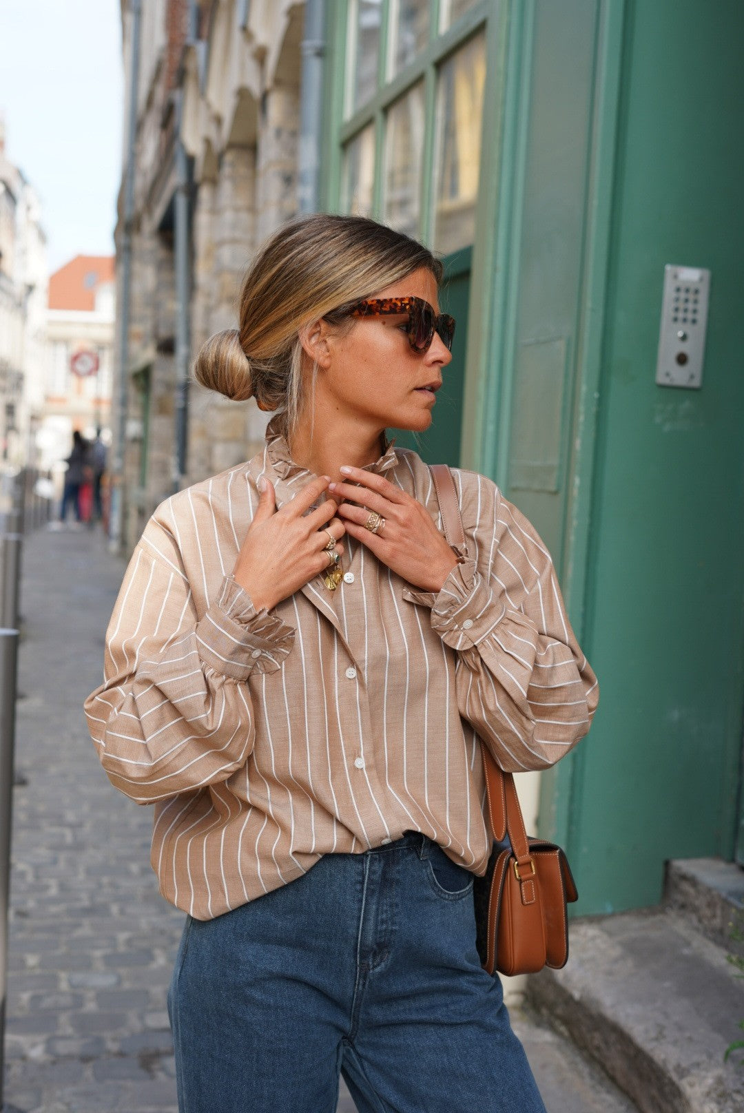 Garance Stripe Blouse Camel/Beige