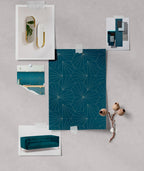 Rouleau Papier Peint Tiles - Bleu Petrole Doré