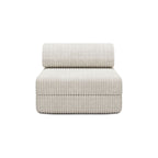 Canapé 2 Places Modulable - Tissu Extérieur À Rayures - Blanc Et Beige