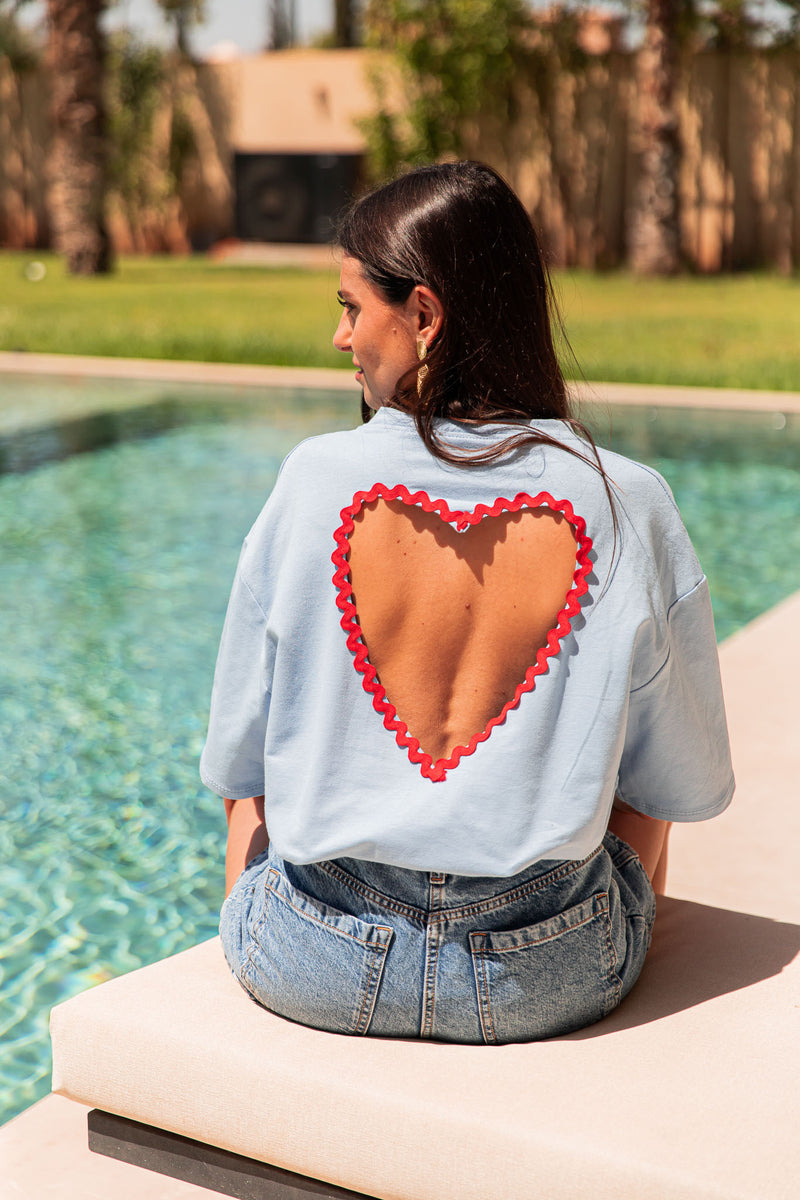 TINO Bleu - T-Shirt Coeur