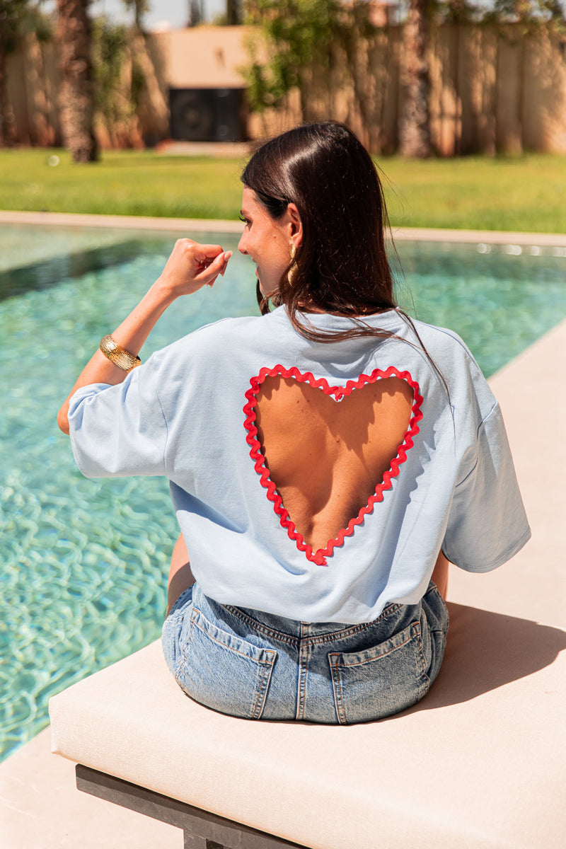 TINO Bleu - T-Shirt Coeur