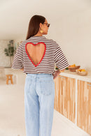 TINO Rayé Chocolat - T-Shirt Coeur