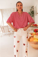 TINO Rayé Rouge - T-Shirt Coeur