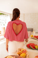 TINO Rayé Rouge - T-Shirt Coeur