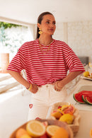 TINO Rayé Rouge - T-Shirt Coeur