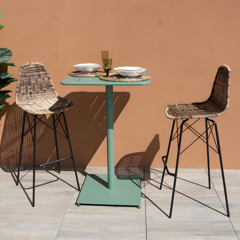 Chaise de bar de jardin Tiptur en résine tressée marron 76 cm (lot de 2)