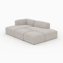 Canapé d'angle gauche modulable Hestia, tissu beige 4 places, 2 poufs