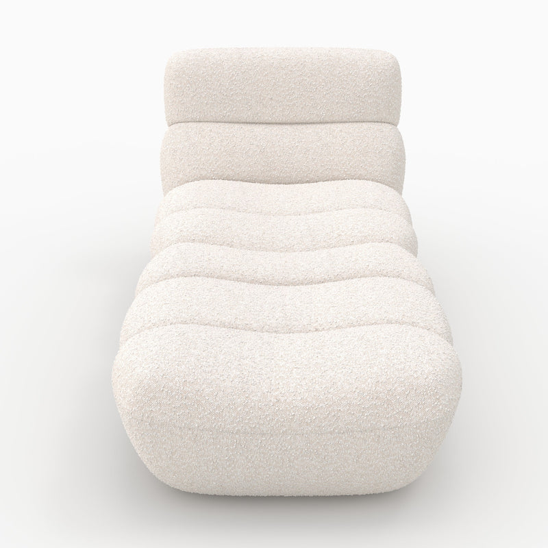 Ensemble fauteuil et pouf Teddy en tissu bouclé blanc
