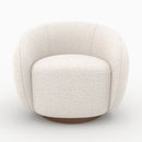 Fauteuil pivotant Naya en tissu bouclé blanc