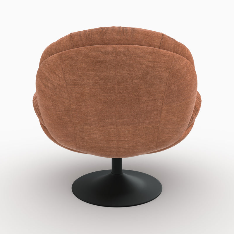 Fauteuil Ricci pivotant en tissu effet velours marron