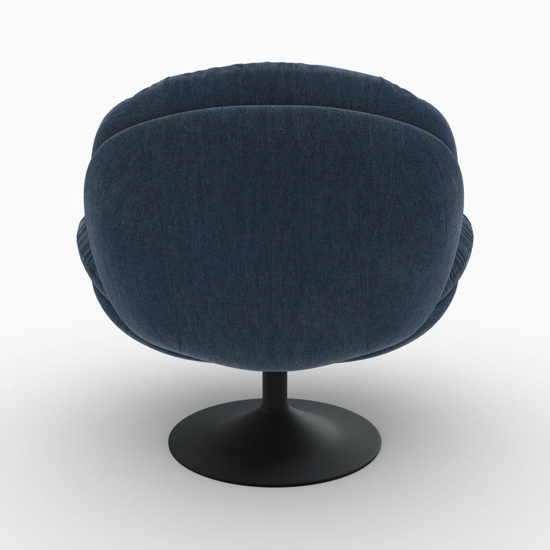 Fauteuil Ricci pivotant en tissu effet velours bleu nuit