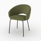 Milly - Chaise En Tissu Vert Chiné Et Pieds Noirs