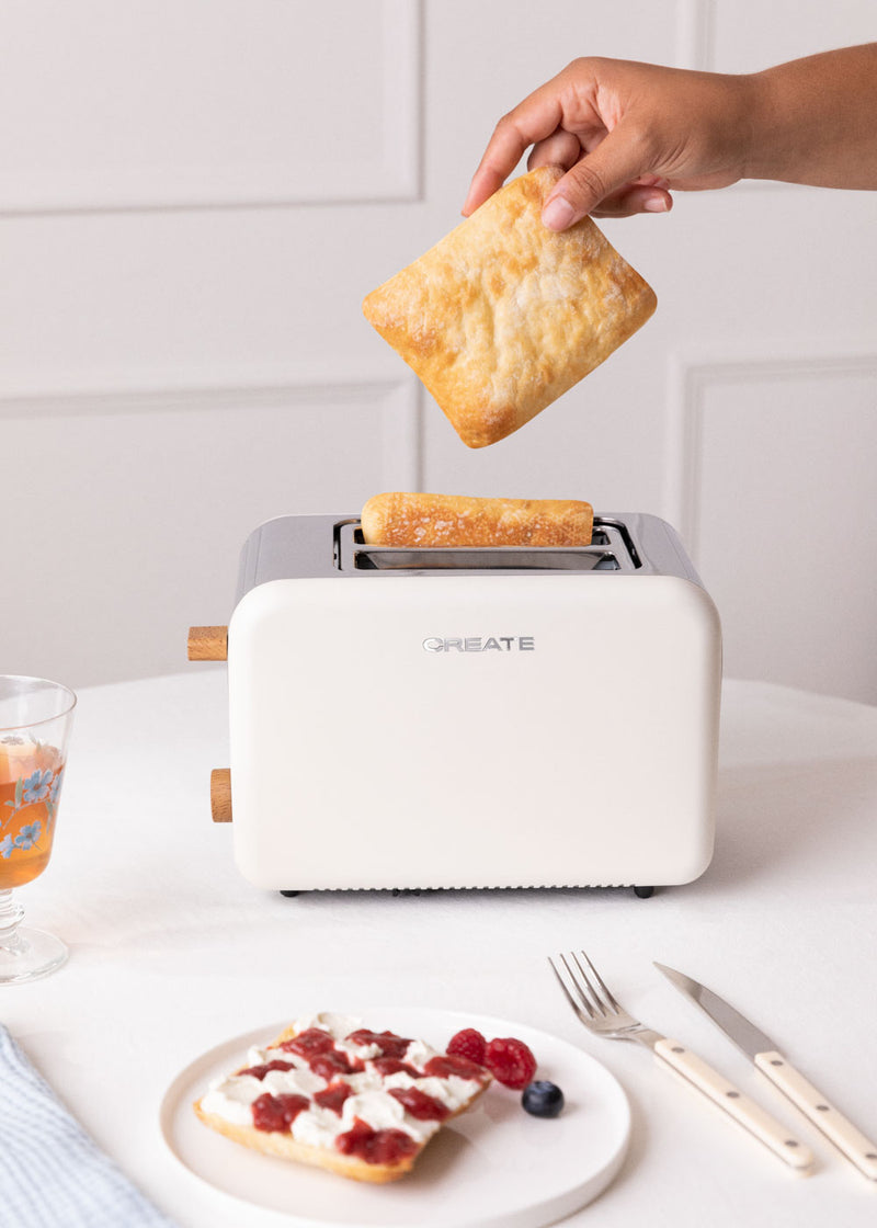 Toast Retro - Petit Grille Pain À Fentes Larges - Blanc Cassé