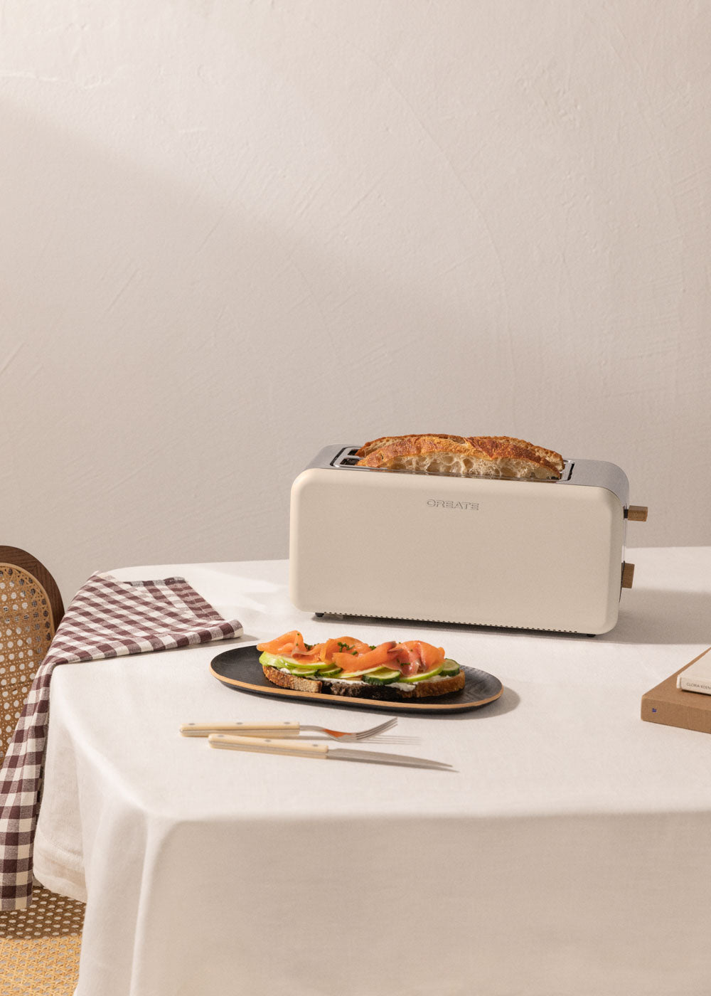 Retro Toast - Large Wide Slot Toaster - Sand