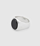 Tom Wood - Chevalière Oval M Polished Argent Onyx - Unisexe