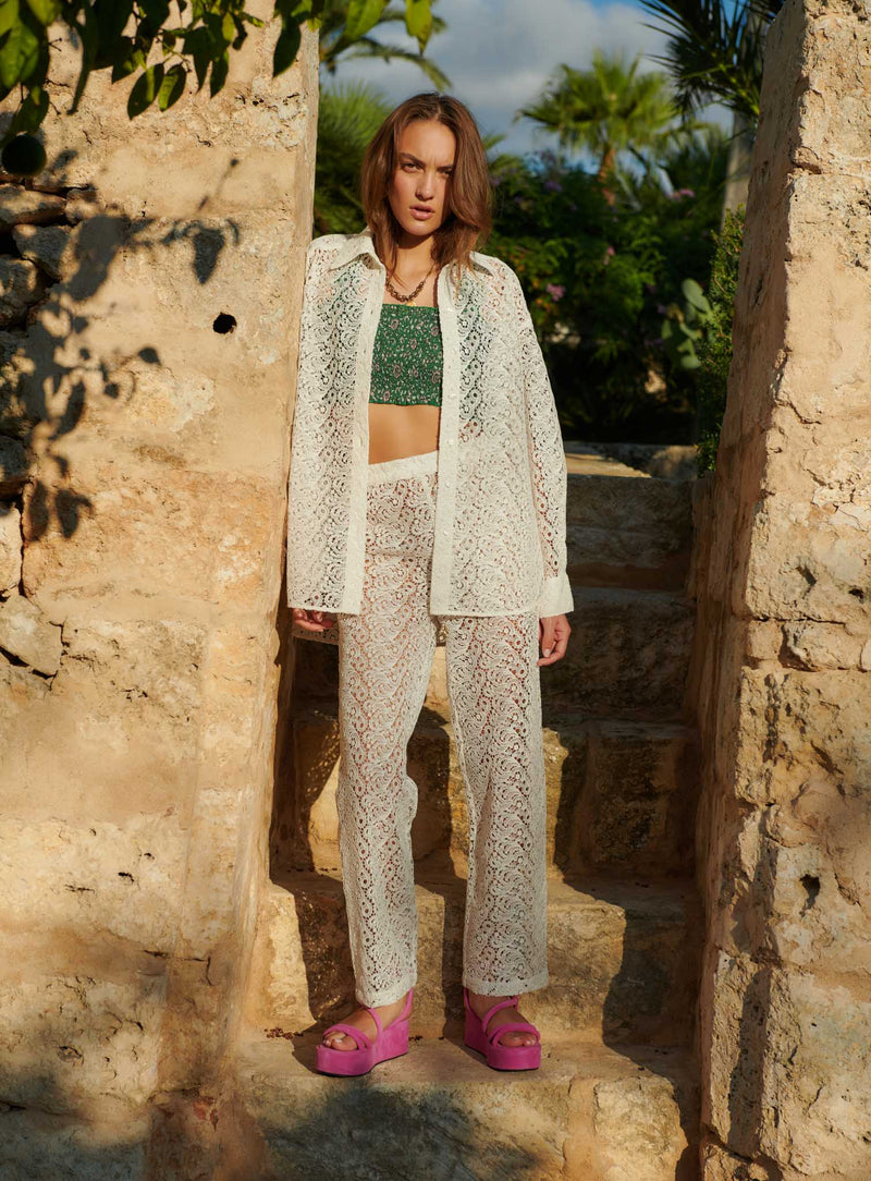 PANTALON CROCHET BLANC PETUNIA PETITE MENDIGOTE