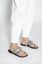 White Sun - Emrati Flip Flops - Black And White Snake - Women