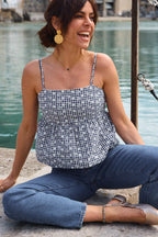 BOOBOO EMBROIDERED GINGHAM TOP