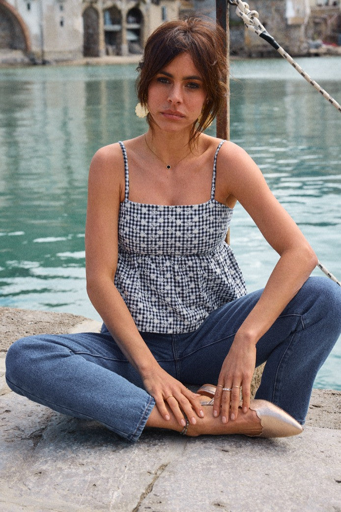EMBROIDERED VICHY BOOBOO TOP