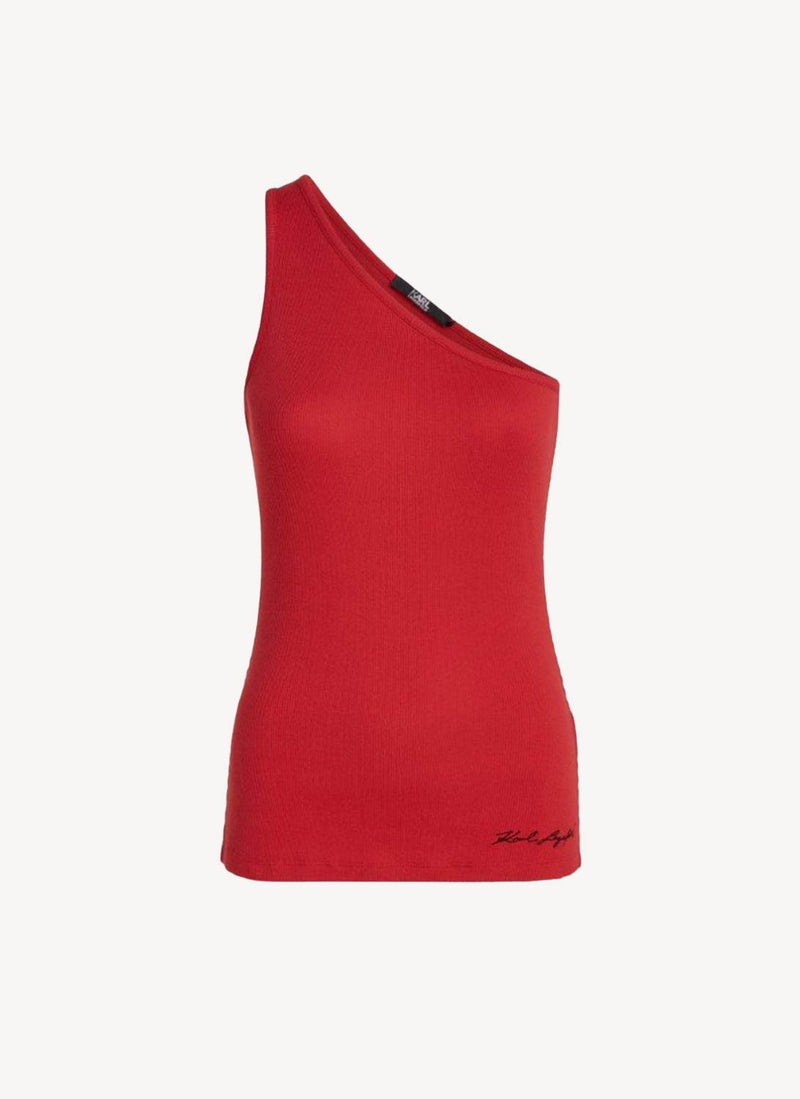 Karl Lagerfeld - Top Epaule Denudee Signature - Rouge Rumba - Femme