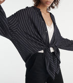The Kooples - Top Fluide Bleu Marine À Rayures Argent - Femme