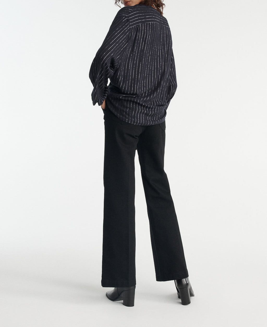 The Kooples - Top Fluide Bleu Marine À Rayures Argent - Femme