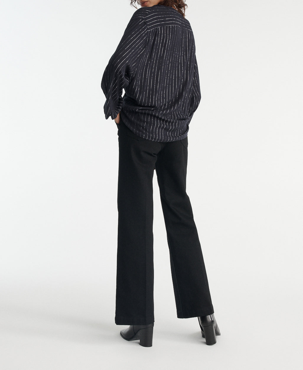 The Kooples - Top Fluide Bleu Marine À Rayures Argent - Femme
