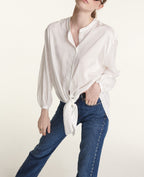 The Kooples - Ecru Fluid Top With Oversized Bow Detail - Women