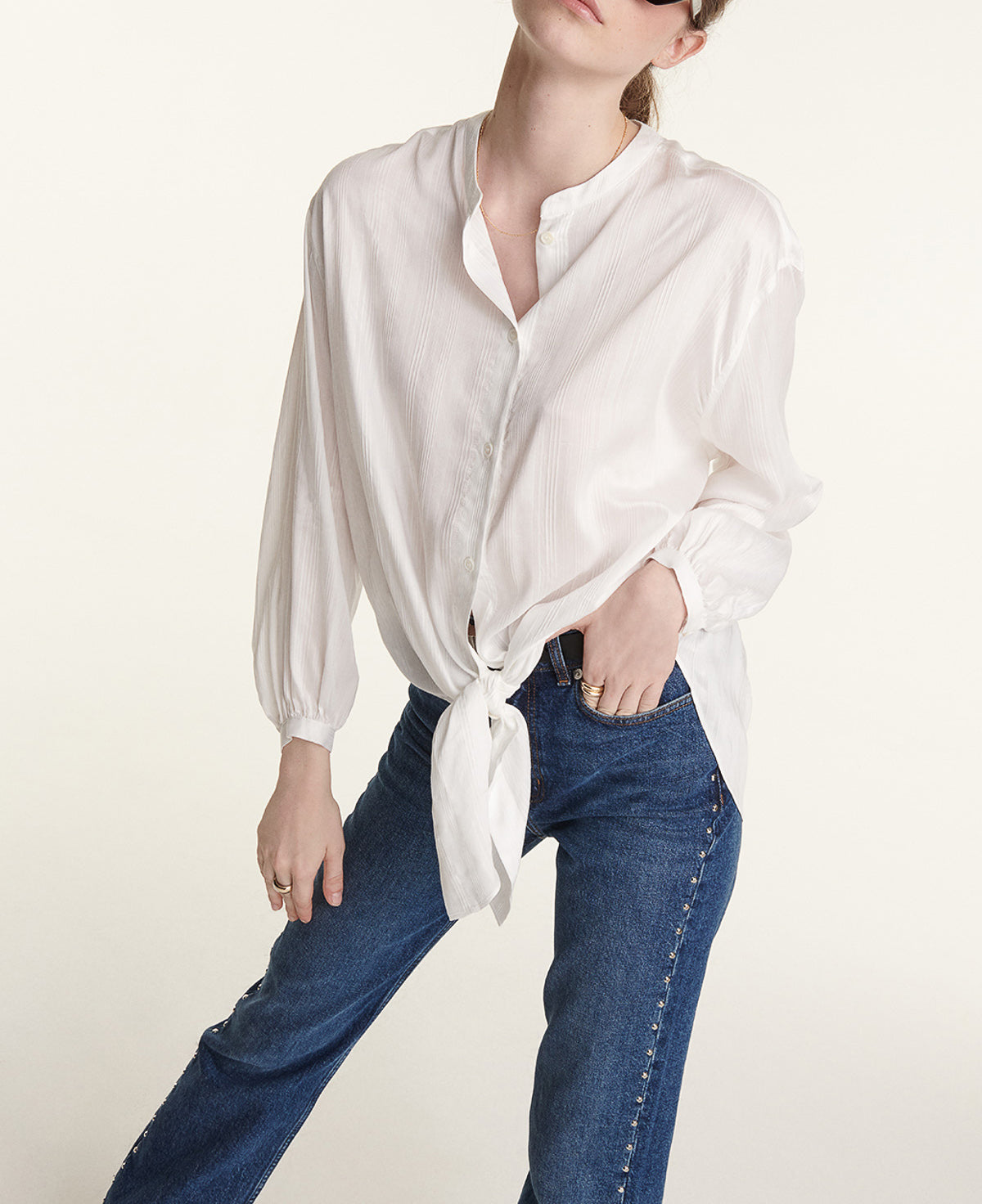 The Kooples - Ecru Fluid Top With Oversized Bow Detail - Women