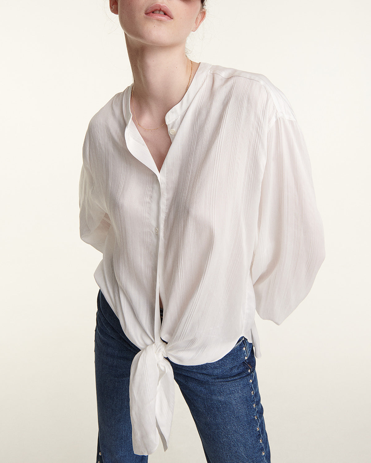 The Kooples - Ecru Fluid Top With Oversized Bow Detail - Women