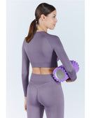 Women's Long Sleeve Purple Sports Top seen from behind
