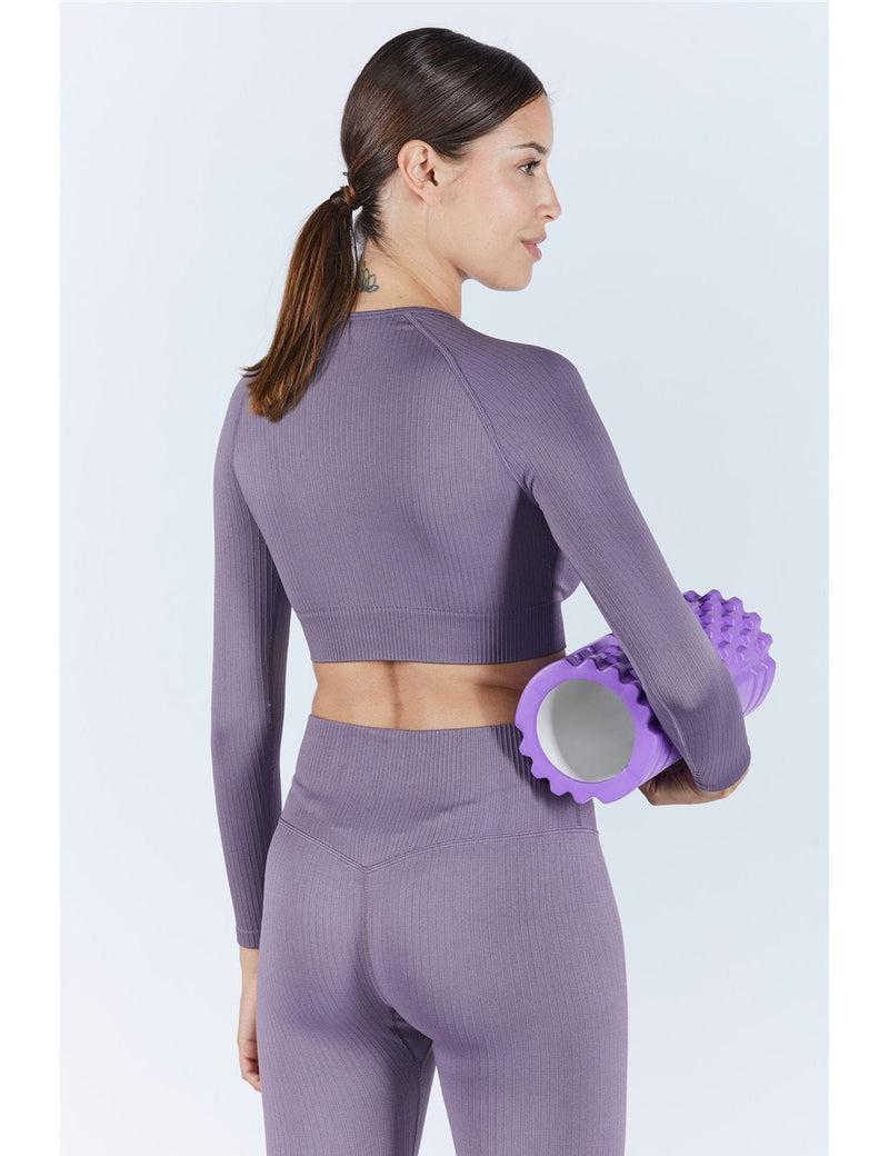 Women's Long Sleeve Purple Sports Top seen from behind