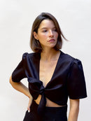 Top Jules de lino - Negro