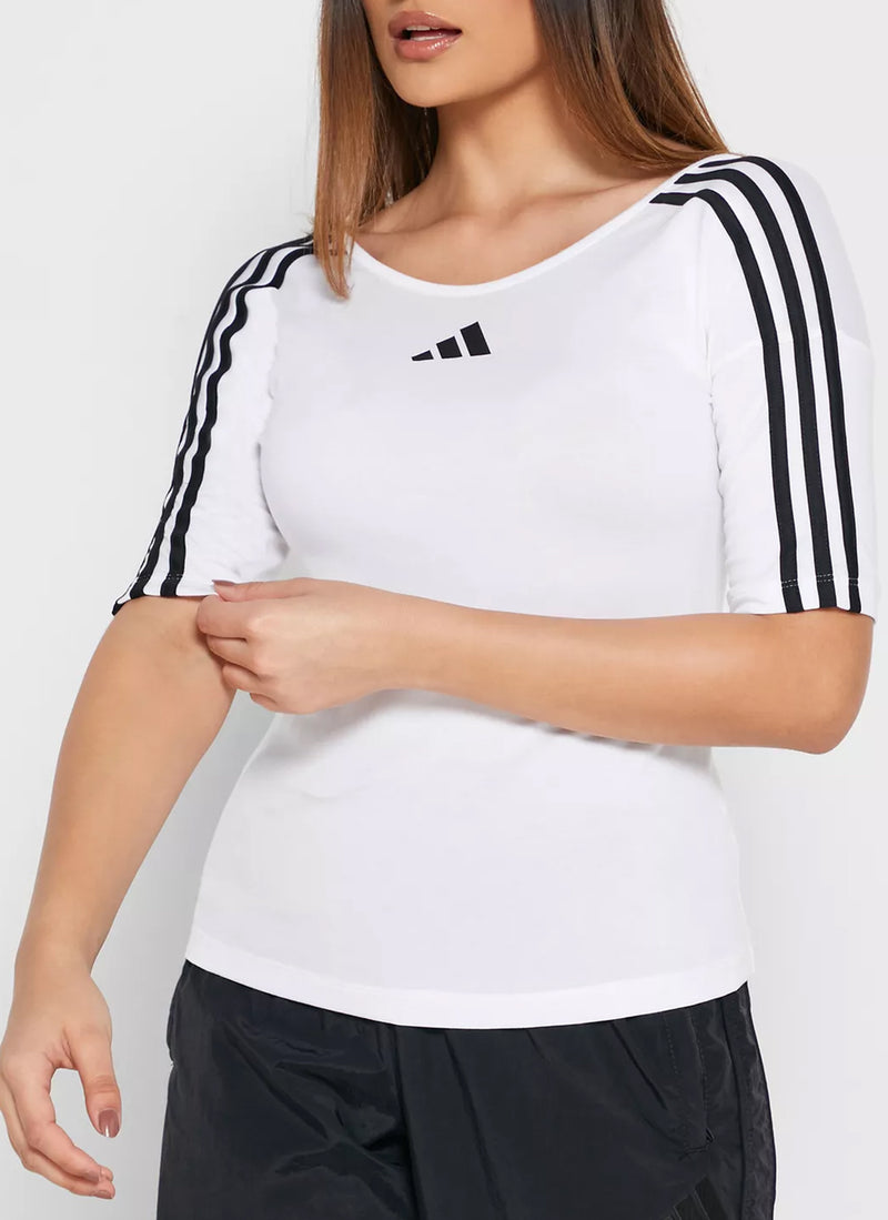 Adidas - Top Open Back 3 Stripes - White - Femme