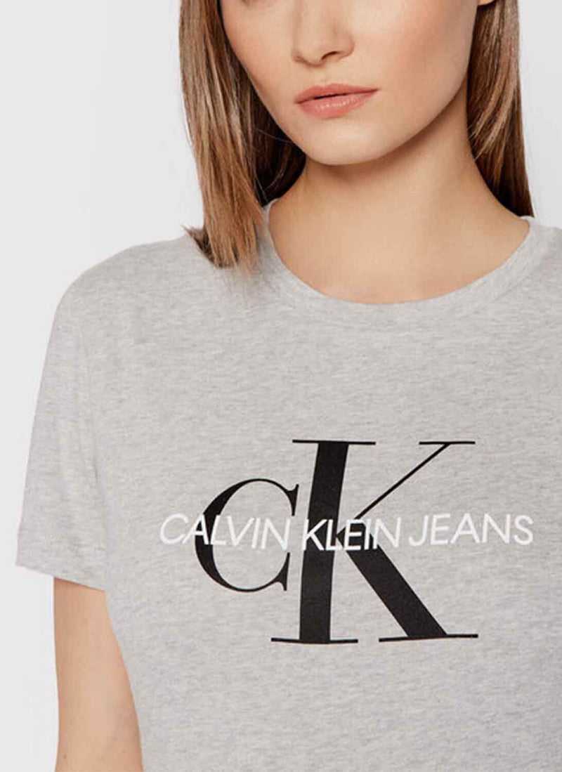 Calvin Klein - Tee-Shirt Monogramme Gris - Light Grey Heather - Femme