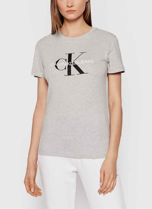 Calvin Klein - Tee-Shirt Monogramme Gris - Light Grey Heather - Femme