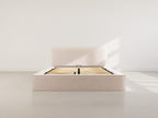 Topaze - Lit Coffre Sommier Inclus - Velours Côtelé - Beige