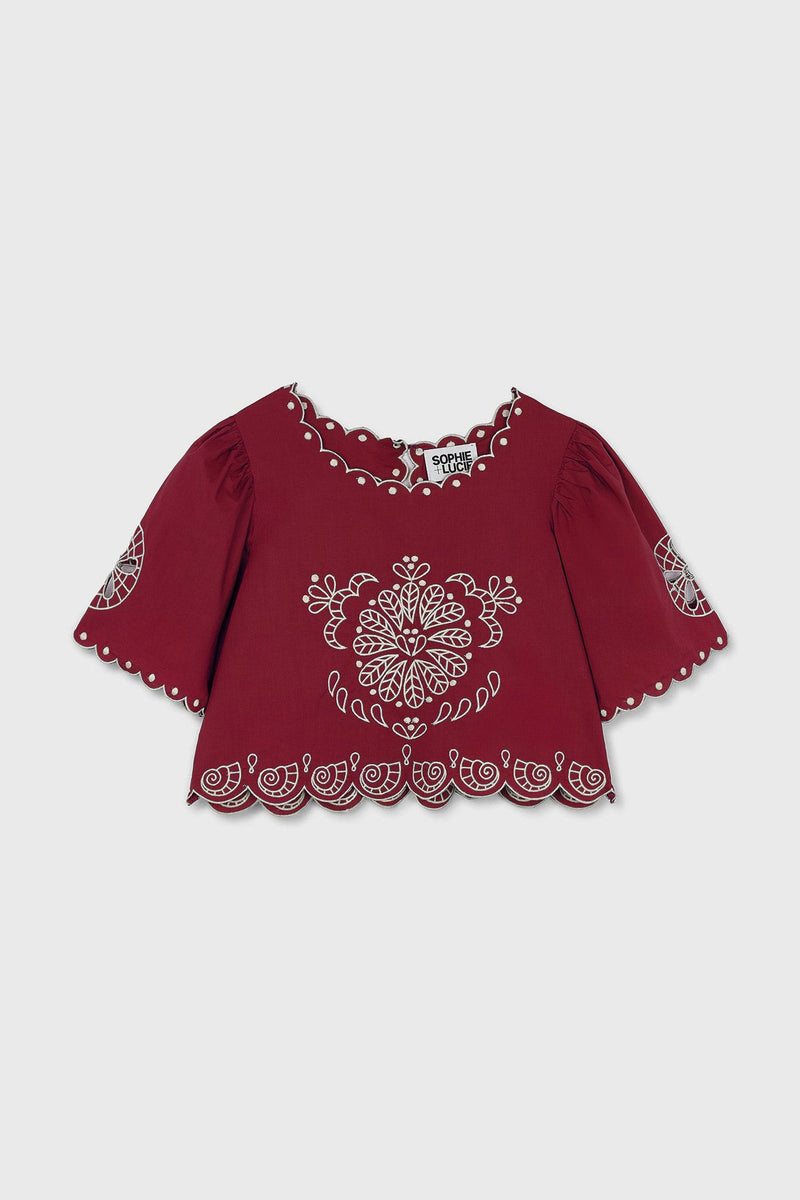 Top Bombay Broderie Cerise