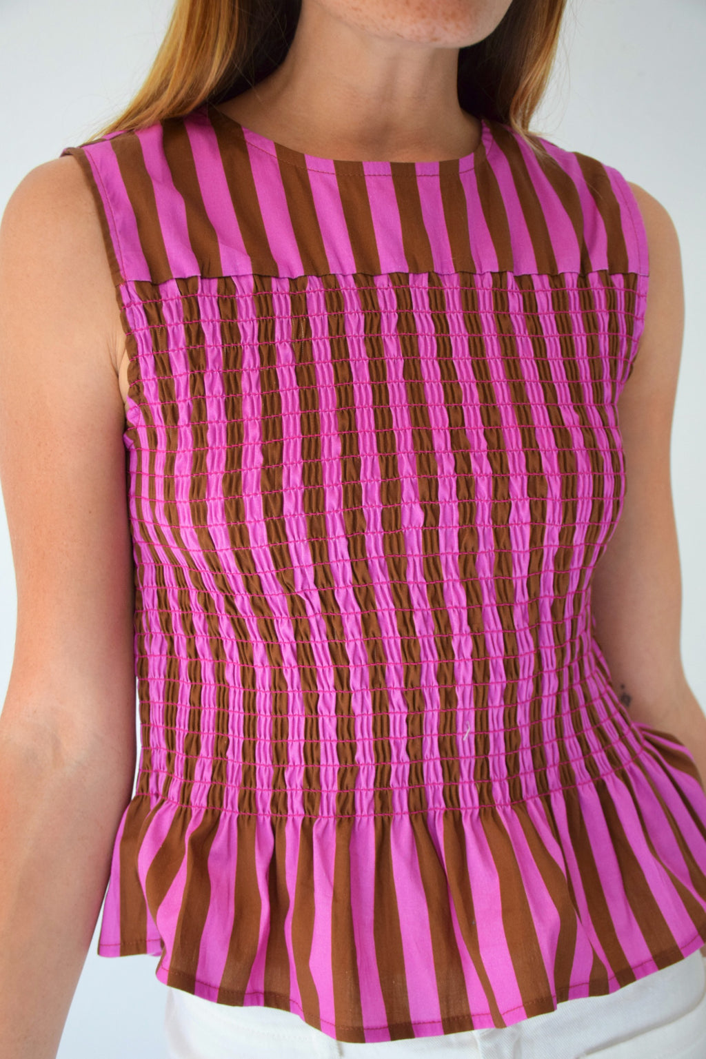 Top Cora Rayas Brown and Pink