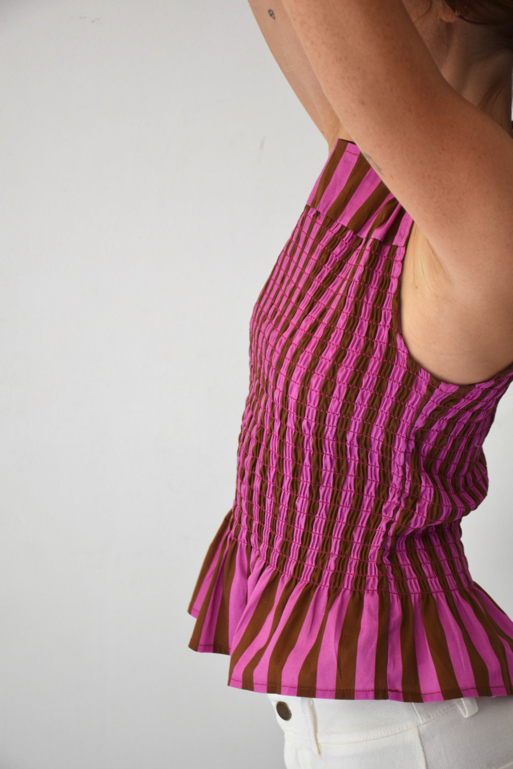 Top Cora Rayas Brown and Pink