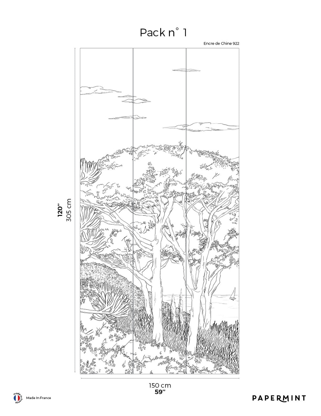 Muurschildering Toscane Line - Encre De Chine