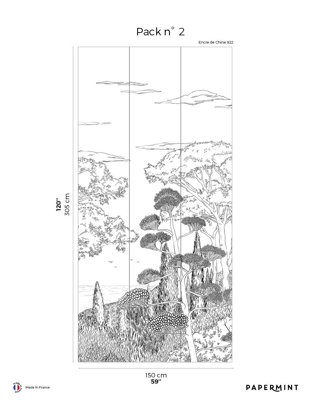 Muurschildering Toscane Line - Encre De Chine