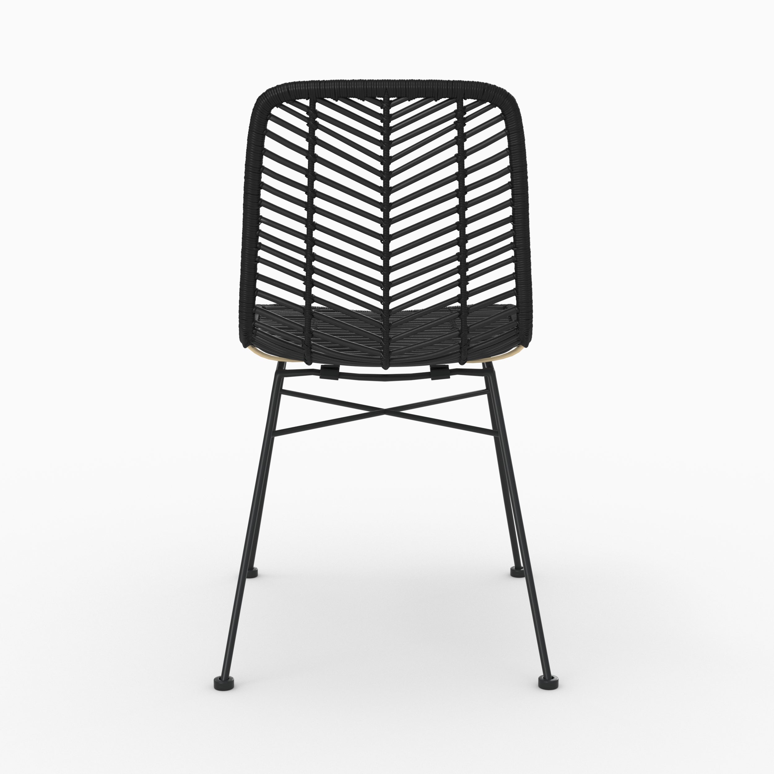 Tamara - Lot De 2 Chaises En Rotin Et Pieds En Métal Noir